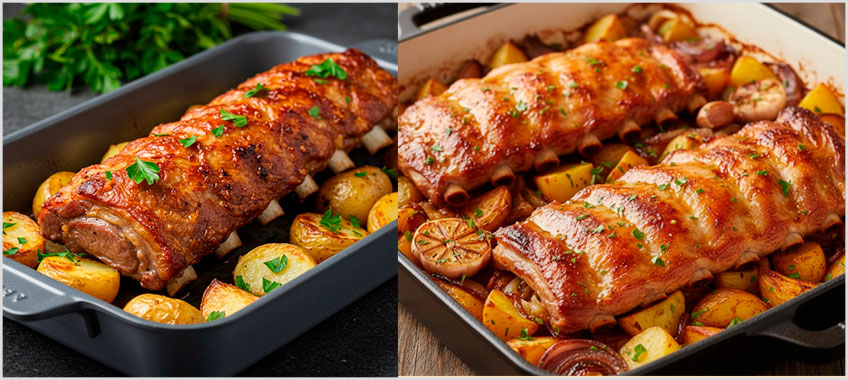 Costillas de cerdo al horno con papas